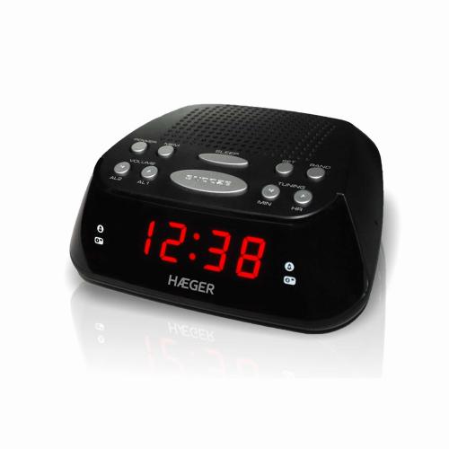 Radio despertador digital con alarma negro Snooze