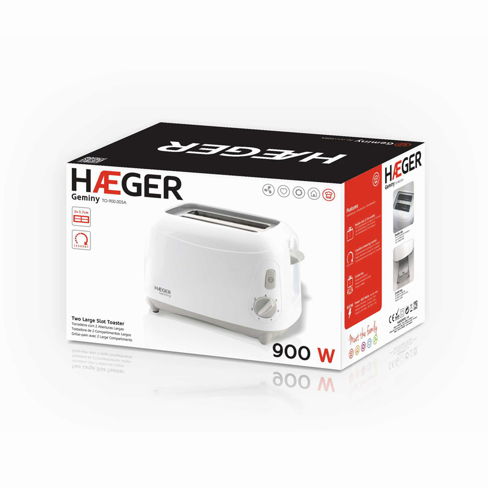 Torradeira dupla HAEGER GEMINY - 900 W - HAEGER Home Appliances