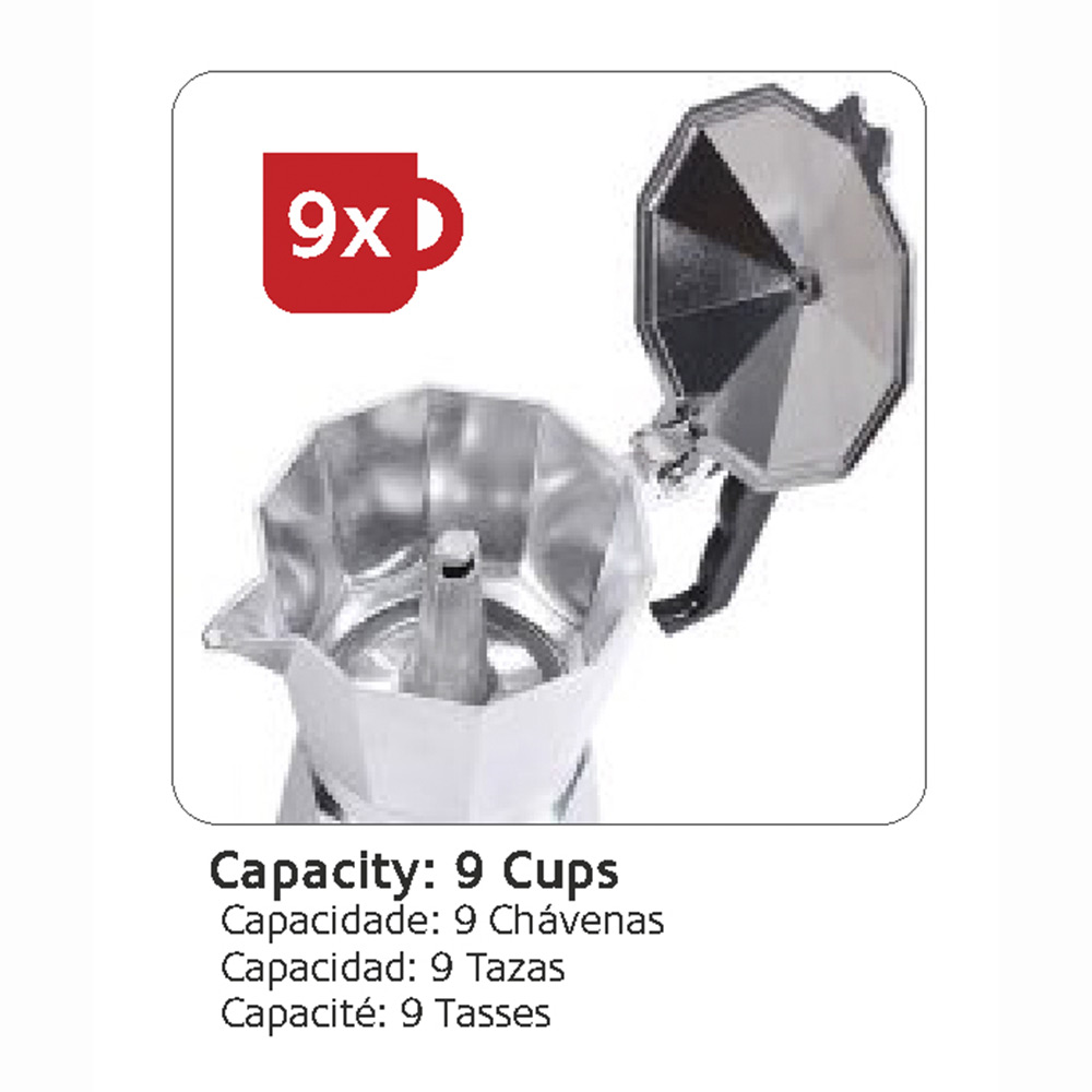 Cafetera Italiana Moka Aluminio 9 Tazas Bialetti