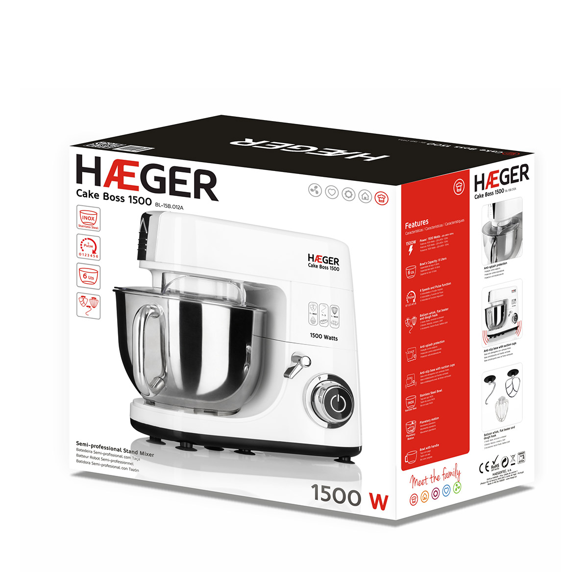 Batidora amasadora profesional HAEGER CAKE BOSS PLUS - 1500W - HÆGER  Eletrodomésticos