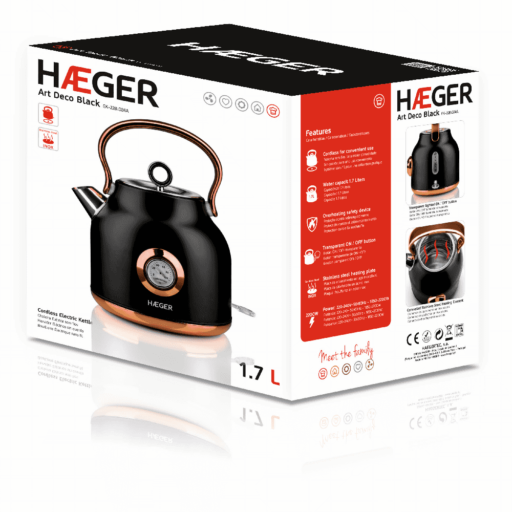 Hervidor electrico HAEGER LONDON - 2200W 1,5 Litros - HÆGER