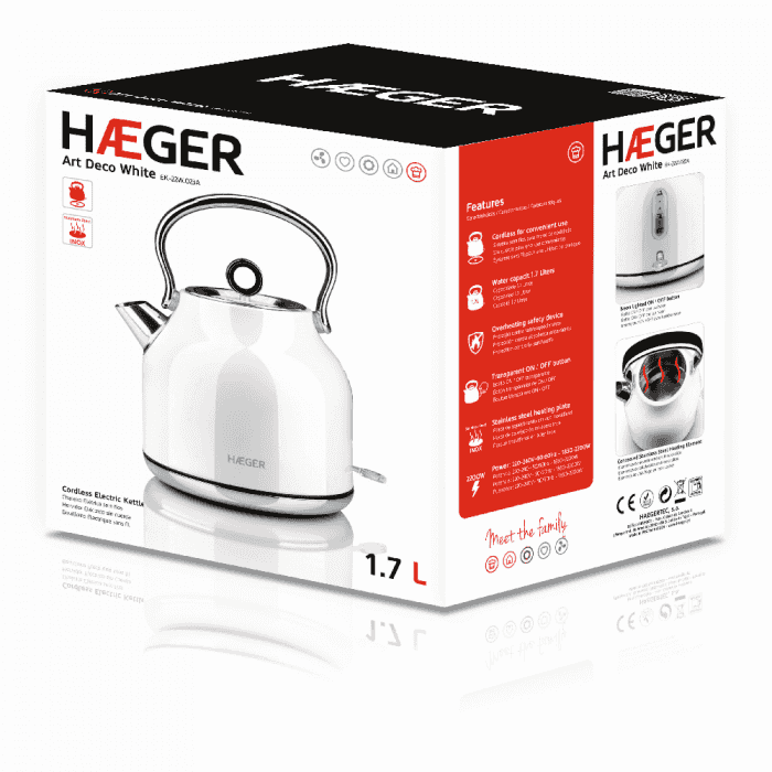 Jarro Elétrico HAEGER ART DECO WHITE - 1,7L 2200W - Image 4