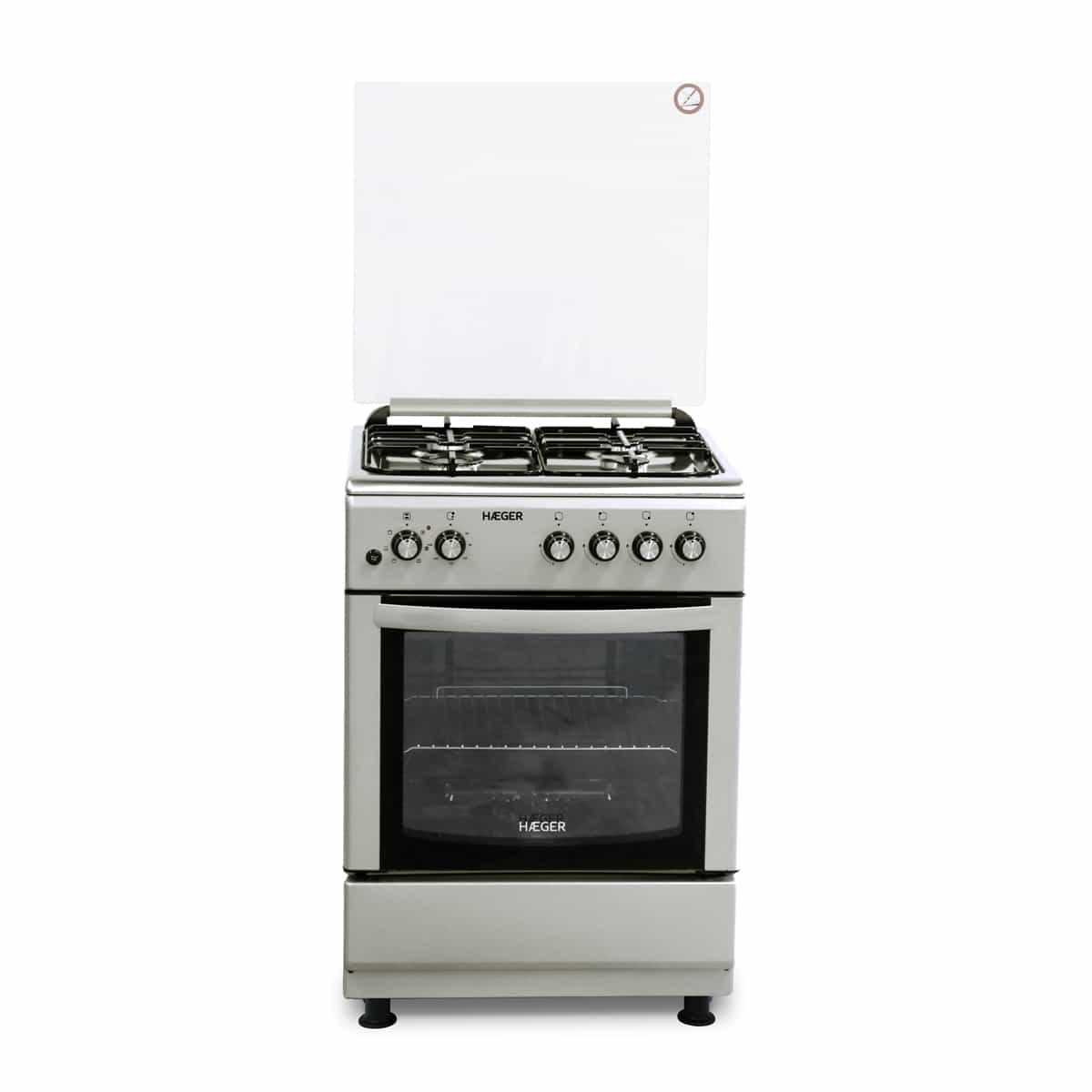 Cocina de gas e horno a gas HAEGER - 60x60 Gris Metalizad - HÆGER  Eletrodomésticos