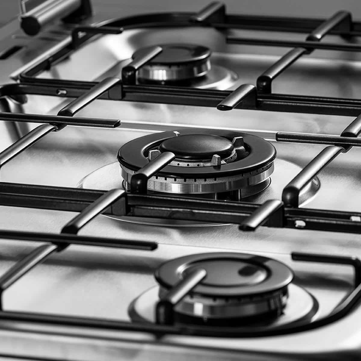 stove with gas burners and electric oven