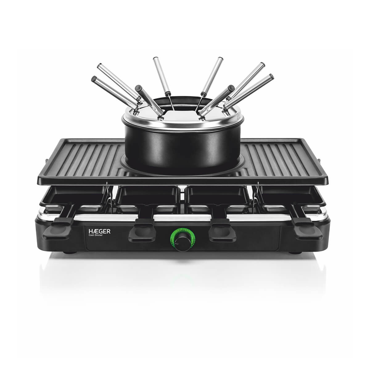 Set de Fondue, Grill y Raclette HAEGER Cool Dinner - Apto para 8 Personas,1400W  - HÆGER Eletrodomésticos