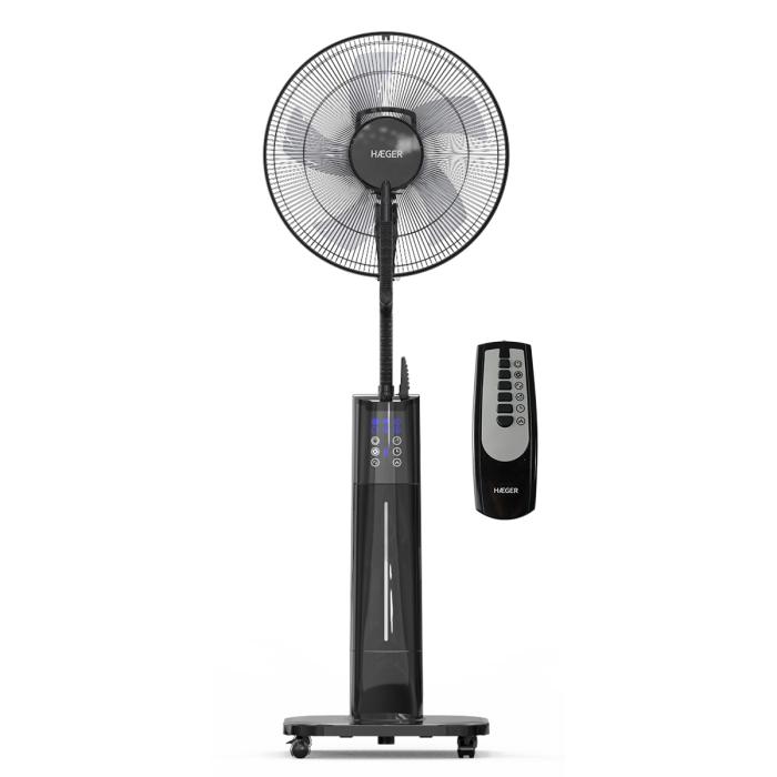 Ventoinha Digital com Humidificador HAEGER Black Mist II - 70W, 3 Velocidades, Controlo Remoto