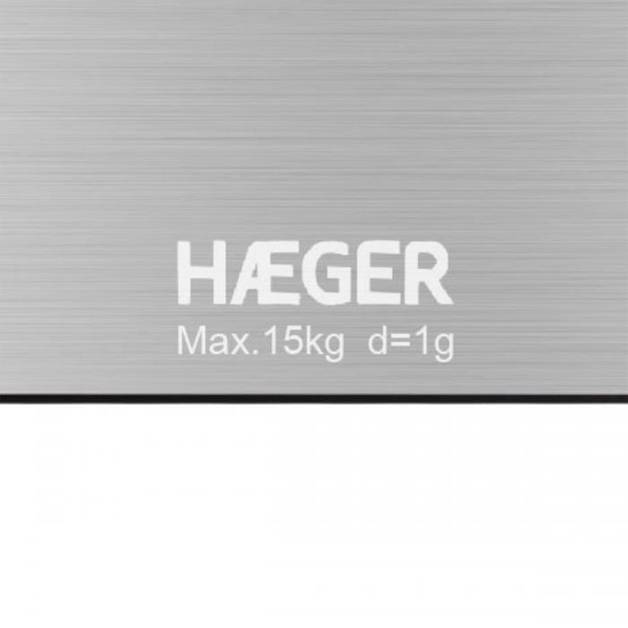 Balança de Cozinha HAEGER Stainless - 15kg, 1g, Display LCD, Inox - Image 3