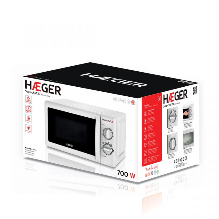 Micro-ondas com 6 níveis HAEGER SOUS-CHEF 20 - 700 W 20 LT cor branca - Image 4