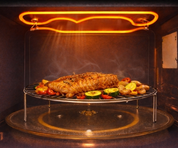 Interior do micro-ondas com destaque para o Grill 1200W