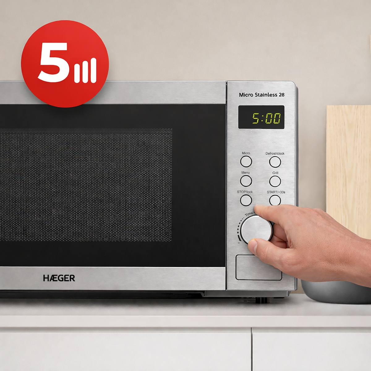 HAEGER Micro Stainless 28 Digital Microwave – 28L, 1200W, Grill - Image 9