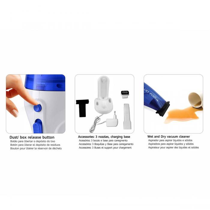 Aspirador recarregável “Wet & Dry” HAEGER BULLET PLUS – 7,2V cor azul - Image 2