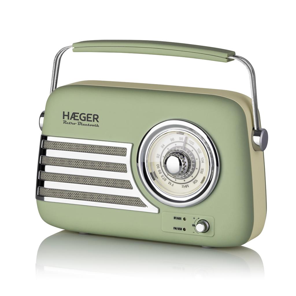 Radio FM Vintage HAEGER Retro Bluetooth - 40H Battery, AM/FM, USB, AUX ...
