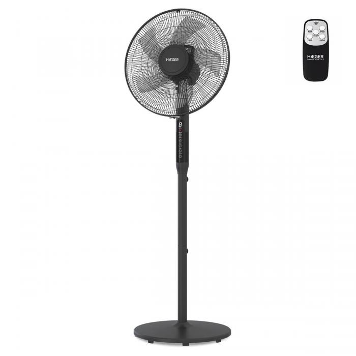 Ventoinha de Pé Digital HAEGER Premium Black - 3 Velocidades, 2 em 1, 45W