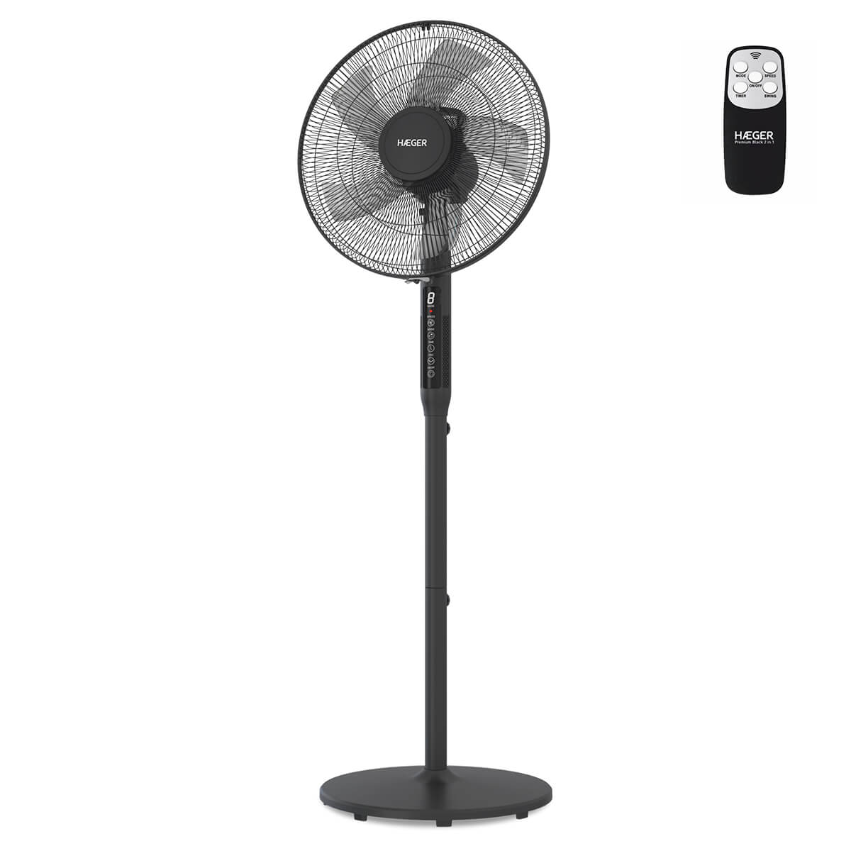 cerca árbitro para donar Ventilador de Pie Digital HAEGER Premium Black - 3 Velocidades, 2 en 1, 45W  - HÆGER Eletrodomésticos