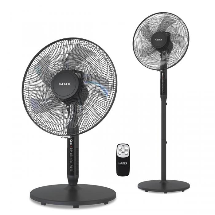 Ventoinha de Pé Digital HAEGER Premium Black - 3 Velocidades, 2 em 1, 45W - Image 5