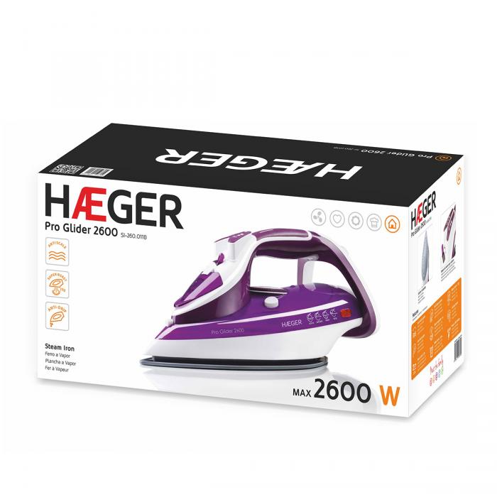 Ferro de engomar a vapor HAEGER PRO GLIDER 2600 – 2600 W Base em cerâmica - Image 6