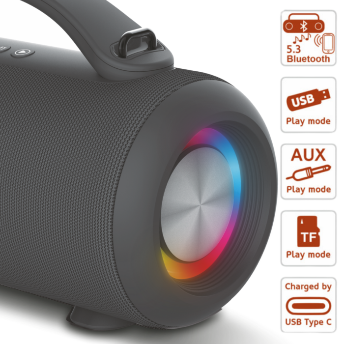 Altavoz Bluetooth Portátil HAEGER Super Boom - Autonomía 24H - Imagen 5