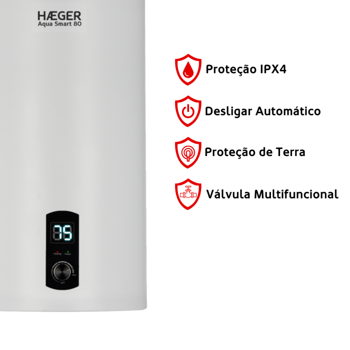 Termoacumulador Digital HAEGER Aqua Smart 80 – 80L, 2000W, Classe B, Resistência Embainha - Image 5