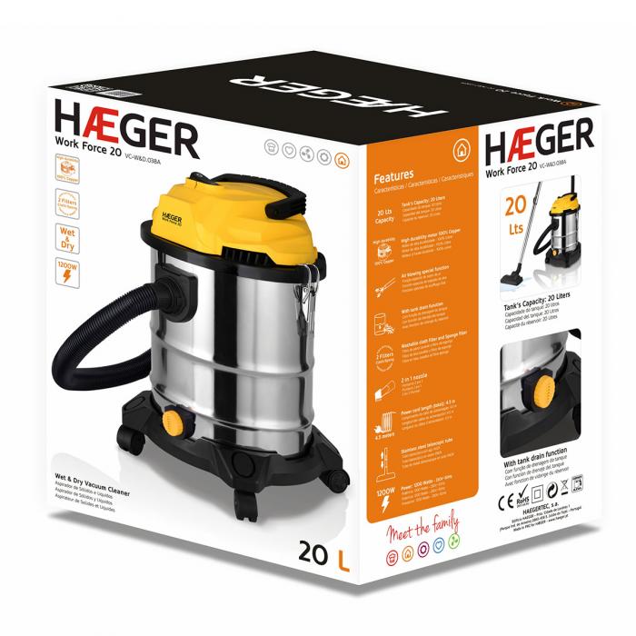 Aspirador de sólidos e líquidos HAEGER WORK FORCE - 1200 W 20 LT - Image 5
