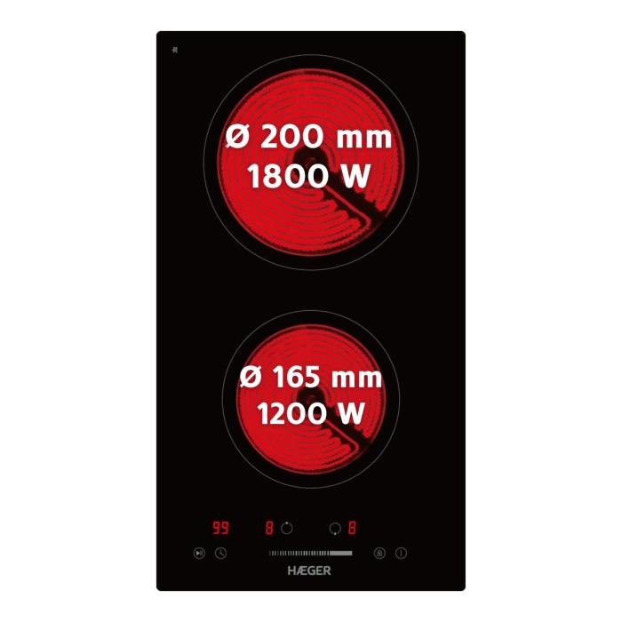 Placa Elétrica Vitrocerâmica HAEGER Vitro Heat 3000 - 3000W, 2 Zonas