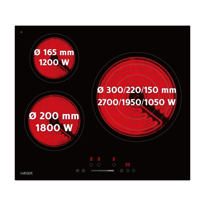 Built-In Vitroceramic Hob HAEGER Vitro Heat 5700 - 5700W, 3 Zones