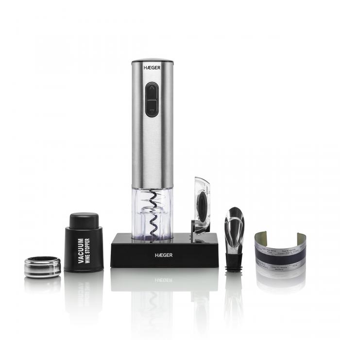 Saca rolhas elétrico HAEGER LUCCA PACK recarregável em Inox