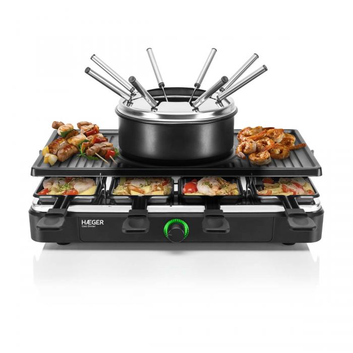 Set de Fondue, Grill y Raclette HAEGER Cool Dinner - Apto para 8 Personas,1400W - Imagen 3